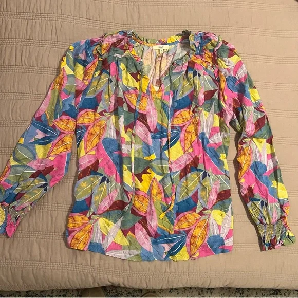 Easel Multicolor Leaf Print Blouse - Picture 3 of 6